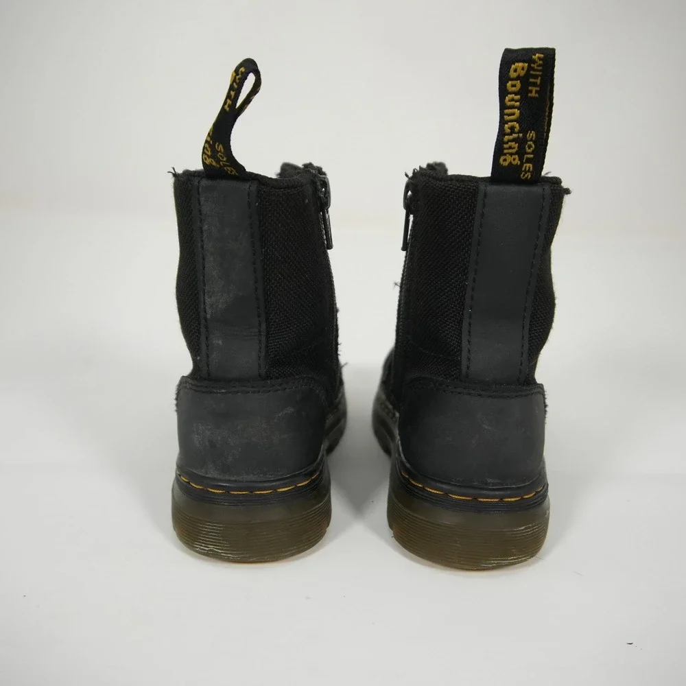 Dr. Martens Canvas Combs J JY004 Kids 13 Black Utility Combat Boots Side Zip